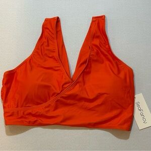 SeaFancy Orange Wrap Bikini Top XL NWT